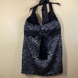 Snap Dress Gray Black Backless Animal Print 22W Polyester Spandex